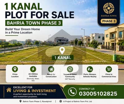 Ideal Location 1 Kanal Residential Plot for Sale Bahria Town Phase 3