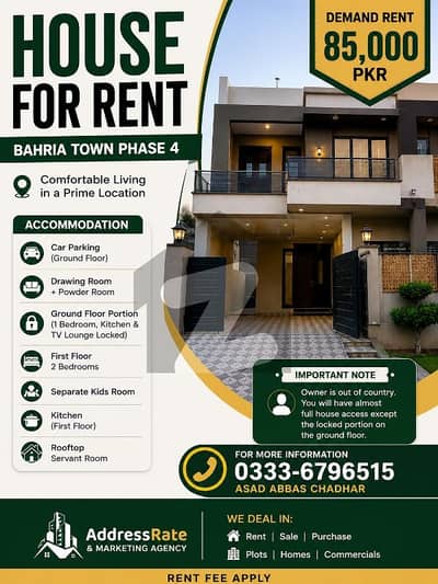 10 Marla house available for rent  ground floor lock only drawing room open and powder room