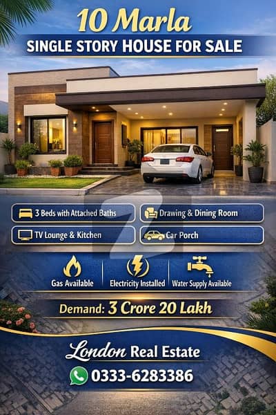10 Marla Single Story House for Sale
