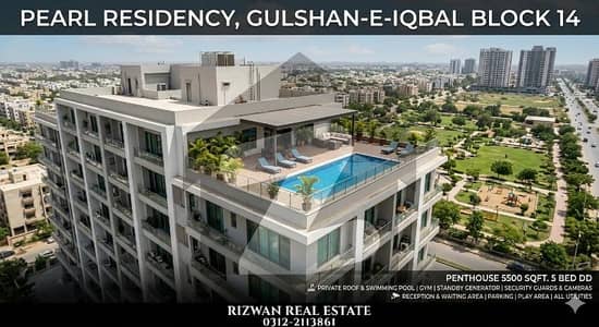 LUXURY LIVING FLAT WITH ROOF  IN GULSHAN E IQBAL BLOCK 14  5 BED DD WITH SWIMMING POOL
