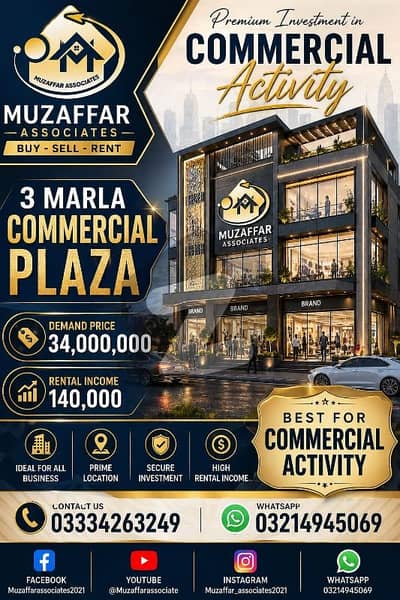 3Marla Beautiful Plaza For sale Sector D, Bahria Town Lahore