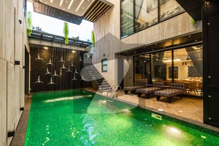 NEAR RAYA GOLF CLUB 1 KANAL ULTRA MODERN A PLUS DESIGN FULL BESMNET FULL FURNISHED WITH POOL LIFT CANIMA HOUSE FOR SALE IN DHA PHASE 6