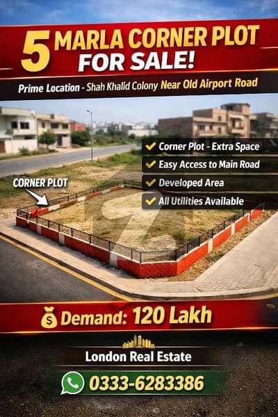 5 Marla Corner Plot for Sale Prime Location