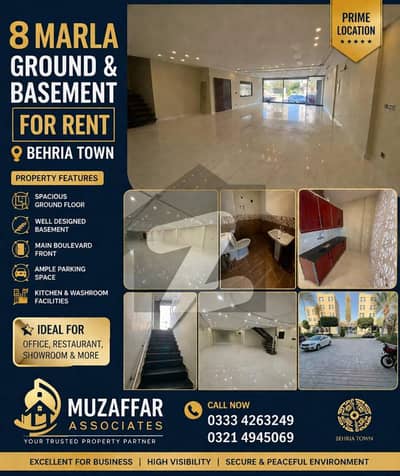 8 Marla Ground Floor & Basement For Rent Sector E Bahria Town lahore