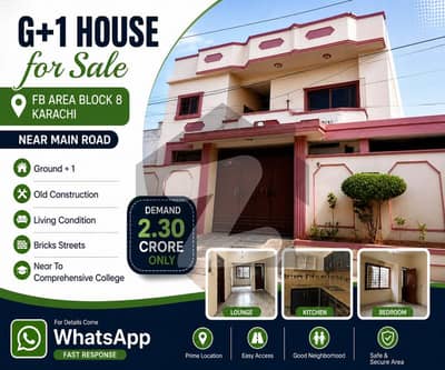 G+1 House For Sale In FB Area Block 8 Karachi Near Main Road