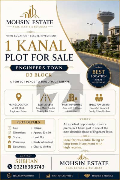 1 KANAL CORNER PLOT FOR SALE IN D3