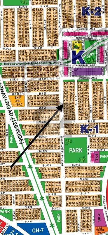 DHA Multan sector K 1 kanal 65ft facing residential plot near to Park, Masjid and commercial.