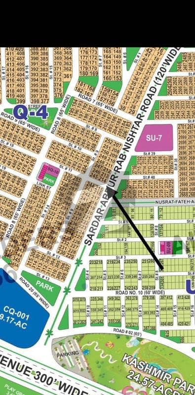 DHA Multan sector Q 1 kanal 150ft road corner residential plot near to park, Masjid and commercial.