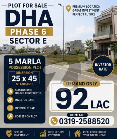 5 Marla Plot For Sale DHA Phase 6 Lahore