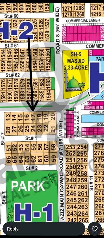 DHA Multan sector H 1 kanal 80ft facing residential plot near to park, Masjid and commercial.