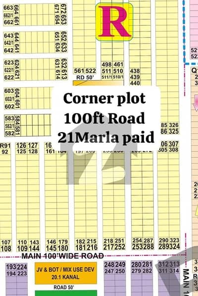 CORNER 21MARLA 100Ft Road Hot location Phase 7 R block