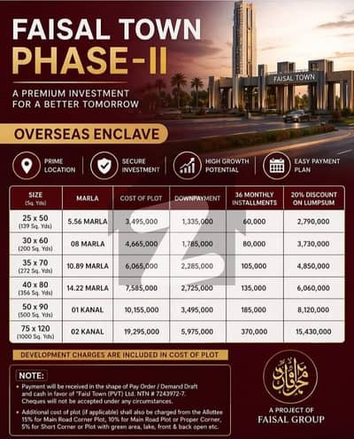 فیصل ٹاؤن فیز 2 فیصل ٹاؤن - ایف ۔ 18,اسلام آباد میں 5 مرلہ پلاٹ فائل 34.95 لاکھ میں برائے فروخت۔