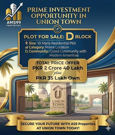 10 Marla Corner Plot in D Block, Union Town Prime Location for Investors! 10 Marla Corner Plot in D Block, Union Town Prime Location for Investors!