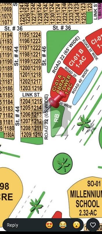 DHA Multan sector i 1 kanal 65ft facing residential plot near to park, Masjid and commercial.