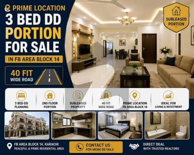 Prime Location 3 Bed DD Portion for Sale in FB Area Block 14 | 40 Fit Wide Road