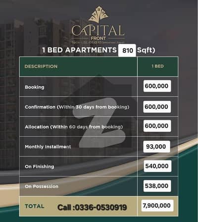(810 Sq Feet) 1 Bed Apartment Available For Sale On 4.5 Years Easy Instalment Plan