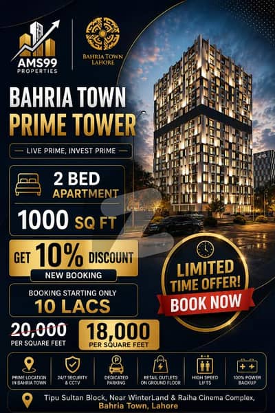 بحریہ ٹاؤن لاہور میں 2 کمروں کا 4 مرلہ فلیٹ 1.8 کروڑ میں برائے فروخت۔