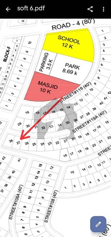 * 6 ISB*  Sector *B3*  *Street 119-A -- Plot 27*   *Direct access from Avenue 1*  *Easy Access to Marine Drive 3*  *Solid Land*  *Near Horse Riding Club*  *Near Adventure Club*  *1 street away from Family Park, Masjid & School*  Confirm offer Required   *M. IRSHAD* 0333-9550629  Al-Ihsan Real Estate Builders