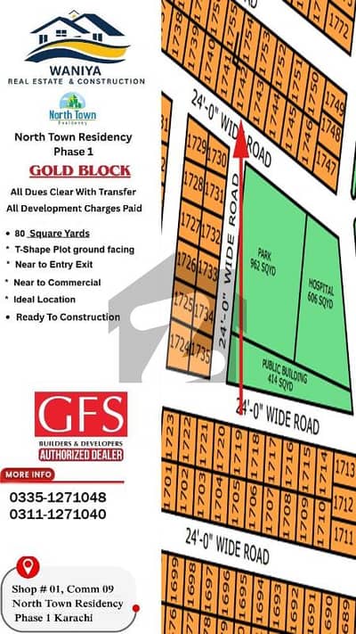 Prime Location 80 Sq. Yd Plot For Sale In North Town Residency Phase 1