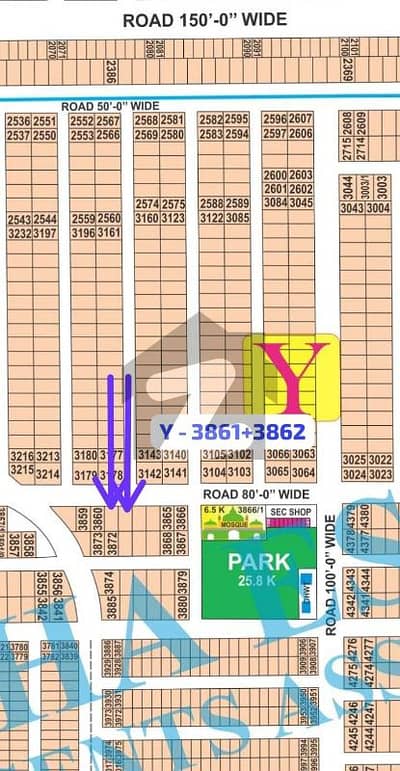 Facing 80ft Road Walking Distance Park Mosque Sial Estate Offers Y - 3861 + 3862 Top Location Pair Of Kanal Plots For Sale. Investment Deal