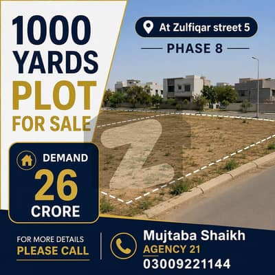 1000 Yards Plot For sale at most prime location of DHA Phase 8