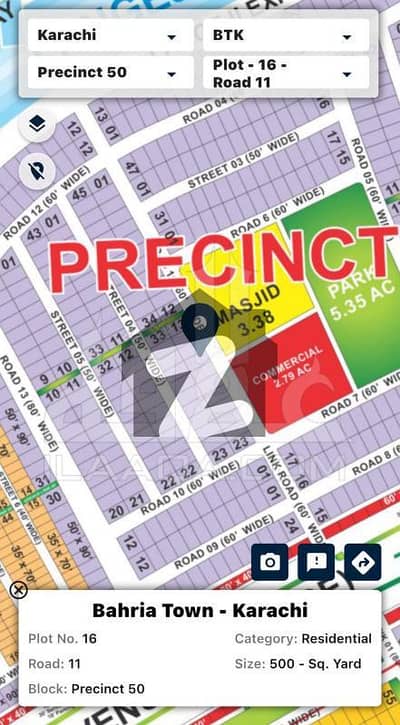 Precinct 50 Road Plot + Masjid Facing Level Plot No 10s Allotment In Hand Demand On Call 500sq Yd Plot Facing Bahria Paradise Villas At Low Budget. Precinct-50 Is Best For Living Purpose Who With To Build Up Their Luxury Villas