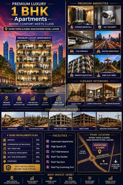 Modern 1 Bed Apartment For Sale 490 SQFT Easy Installments Prime Investment Opportunity