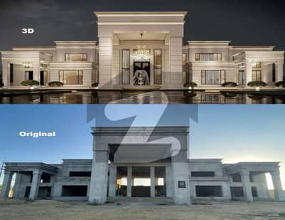 Gray Stucture Farm House 7500 Sq. yards For Sale Very Attractive Rates