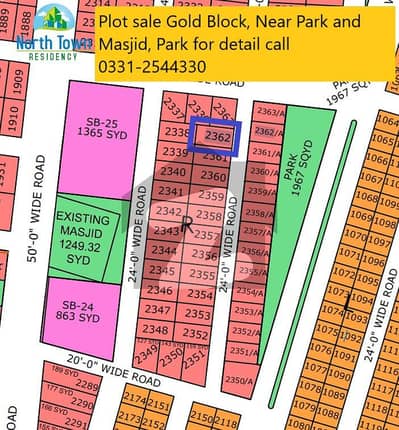 PLOT SALE IN NORTH TOWN RESIDENCY PHASE 1 GOLD BLOCK