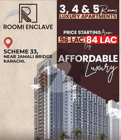 Roomi Enclave Near Jamali Pul Scheme 33 , 3 Lac Booking, 60k Monthly, Total 84 Lacs in 5 years Plan, Possession in 5 Years, Get Android Phone after Down-payment Roomi Enclave Near Jamali Pul Scheme 33 , 3 Lac Booking, 60k Monthly, Total 84 Lacs in 5 years Plan, Possession in 5 Years, Get Android Phone after Down-payment