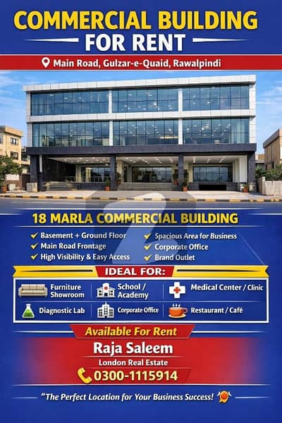 Commercial Building for Rent Gulzar-e-Quaid Main Road