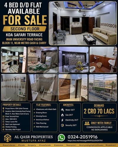 FLAT FOR SALE IN GULSHAN E IQBAL BLOCK 11
