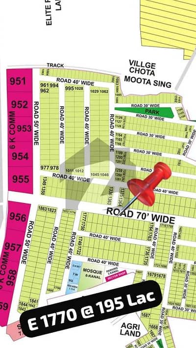 10 Marla Plot no. 1770 Available For Sale on 70 Feet Wide Road