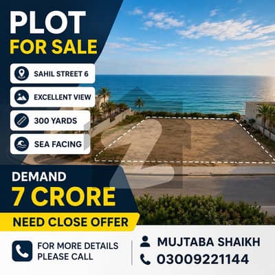 300 Yards Plot For sale Sea Facing