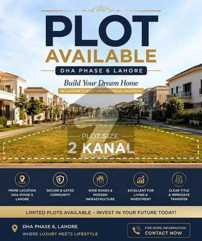 2 Kanal Residential Plot for Sale in DHA Phase 6 Lahore