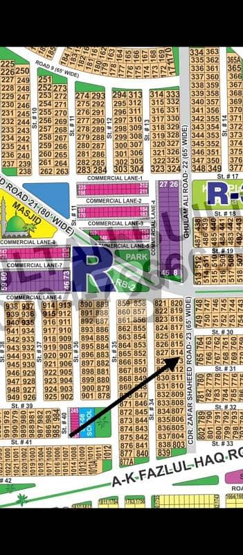 DHA Multan sector R 1 kanal 65ft road facing residential plot near to park, Masjid and commercial.