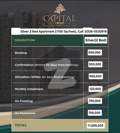 2 Bedroom With Attached Bath Luxury Apartment (1100 Sq Feet) Available For Sale On 4.5 Years Easy Instalment Plan In Top City