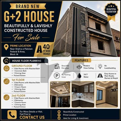 Brand New G+2 Lavish House On Wide Road Prime Location Brand New G+2 Lavish House On Wide Road Prime Location