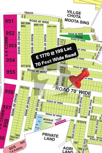 10 Marla Plot no. 1770 Available For Sale on 70 Feet Wide Road