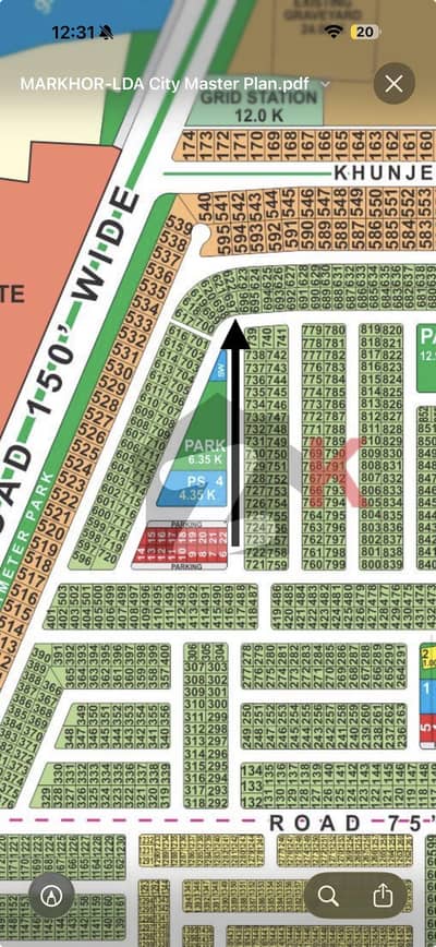 10 marla K block on-ground carpet road plot 10 marla K block on-ground carpet road plot