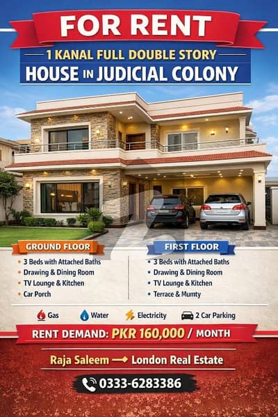 Full Double Story 1 Kanal House Available for Rent