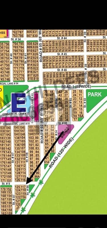 DHA Multan sector E 1 kanal corner with park facing residential plot near to Masjid and commercial.