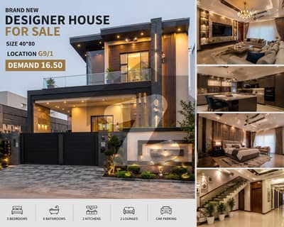 Brand New Luxury Designer House | 40x80 | 6 Bed Attached Baths | Prime Location G-9/1 Islamabad