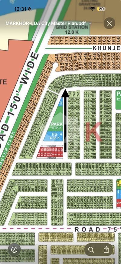 10 Marla K Block On-Ground Carpet Road Plot For Sale