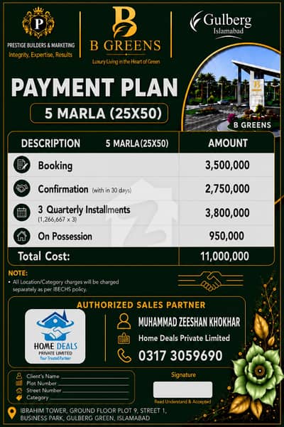B Block Gulberg Green 5 Maral Develop plots Available for easy installment plan
