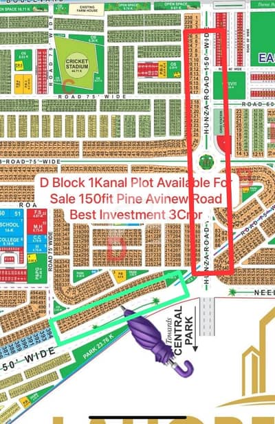 D Block 1kanal 150fit Pine Avenue Road Hunza Road 1kanal Possession Plot Available For Sale Best Location Near Etihad Town Phase3 Near Main Ferozepur Road