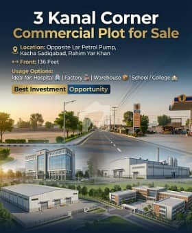 60 Marla Commercial Corner Plot For Sale Rahim Yar Khan