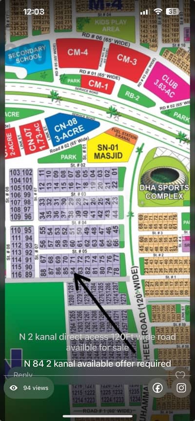 1 Kanal Corner + Parkfacing Plot For Sale In Sector N DHA Multan