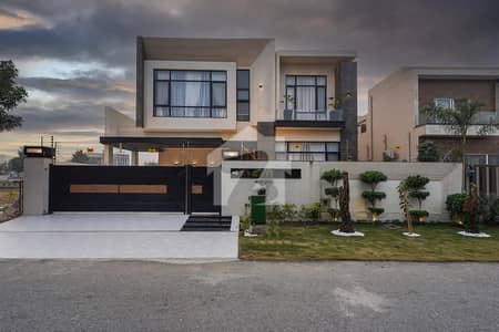 One Kanal Spanish White Bungalow Showcasing A Striking Blue Dome