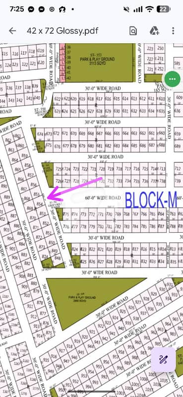 Naya Nazimabad M Block Executive 60 Fit T shape Plot For Sale